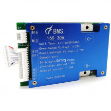 Плата защиты литиевой батареи li-ion 60V BMS 16S-30A с балансиром напряжения (арт. 16S30A) Плата защиты литиевой батареи li-ion 60V BMS 16S-30A с балансиром напряжения (арт. 16S30A)