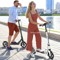 Самокат двухколесный c ручным тормозом до 100 кг Scooter белый (арт. smk44) Самокат двухколесный c ручным тормозом до 100 кг Scooter белый (арт. smk44)