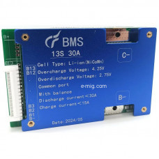 Плата защиты литиевой батареи li-ion 48V BMS 13S-30A с балансиром напряжения (арт. 13S30A)