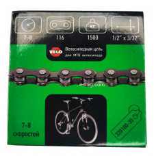 Цепь 1/2 X 3/32 116зв "VELO (ВЕЛО)" завод "MAYA" для спортивн. велосипеда 7-8ск, с замком (арт. 320100-35)