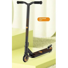 Самокат трюковый экстремальный Kickscooter черный с оранжевыми колесами (арт. smk12)